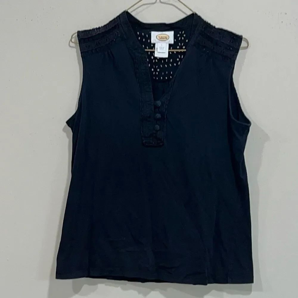 Black Talbots Sleeveless Retro Top. Size Large.